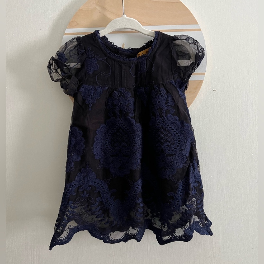 NWT Vintage April Cornell Navy Naomi Baby Dress